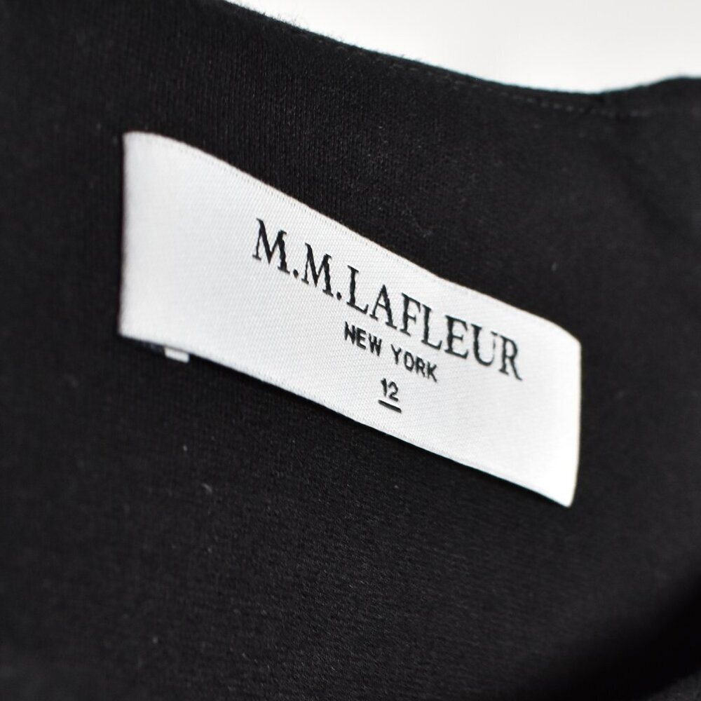 M.M. LAFLEUR Katie Front Slit Black Cap Sleeve Fitted Ponte Dress - 12 - Picture 8 of 8